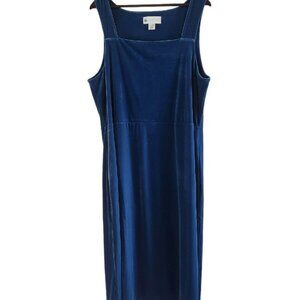 Ella Simone Teal Blue Velour Sleeveless Jumper Dress Pockets Holiday Women XL